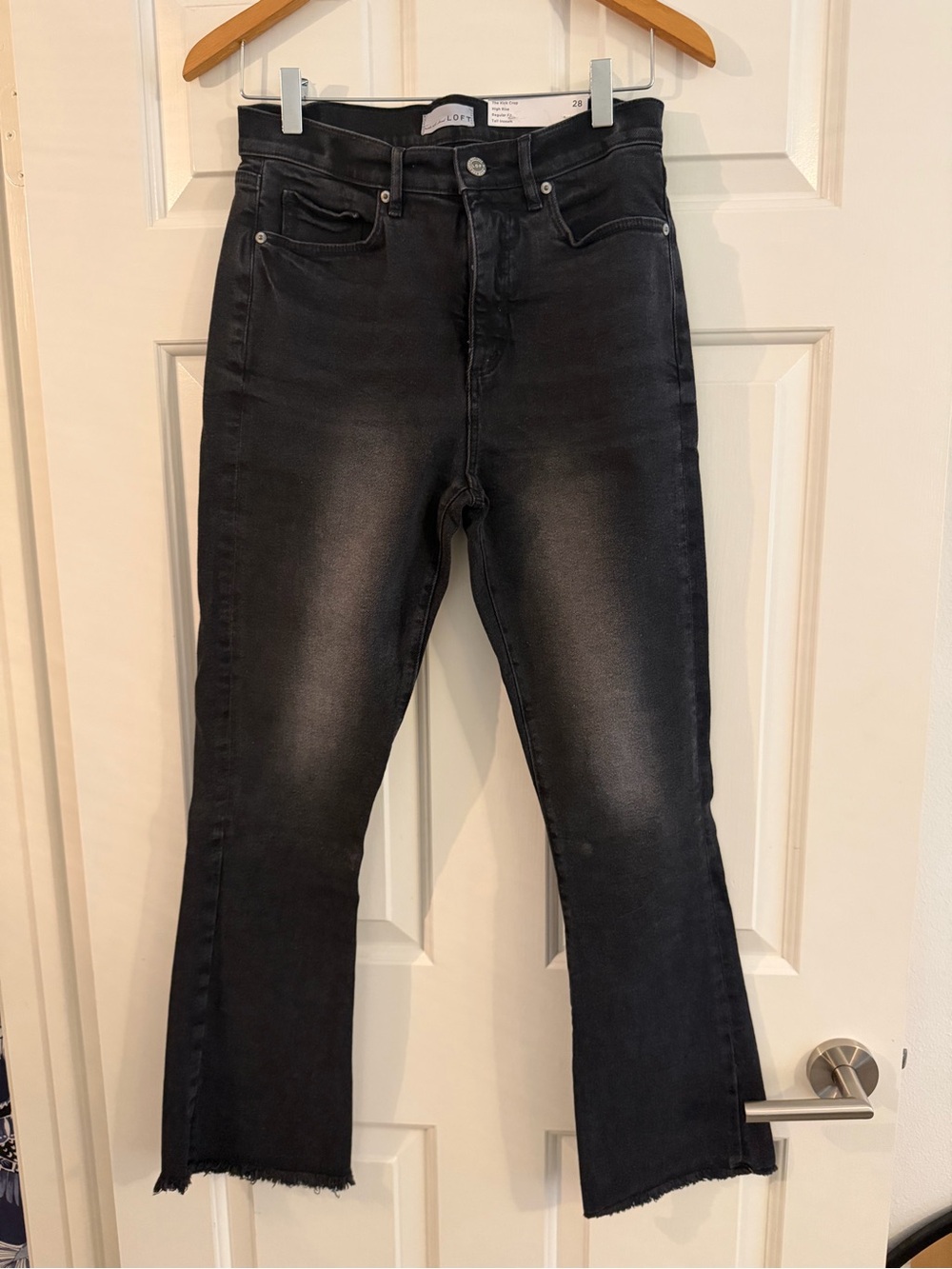 LOFT Black Washed Regular Tall Jeans with Raw Hem
